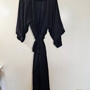 Mixed black shaffon maxi belted dress size XL party elegant